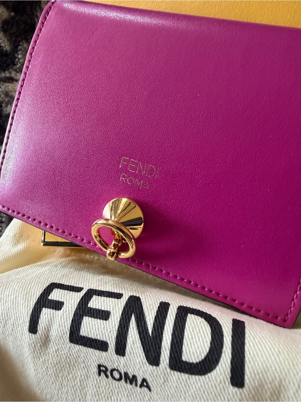 FENDI Pink Leather Mini Wallet with Gold Hardware - Picture 7 of 8